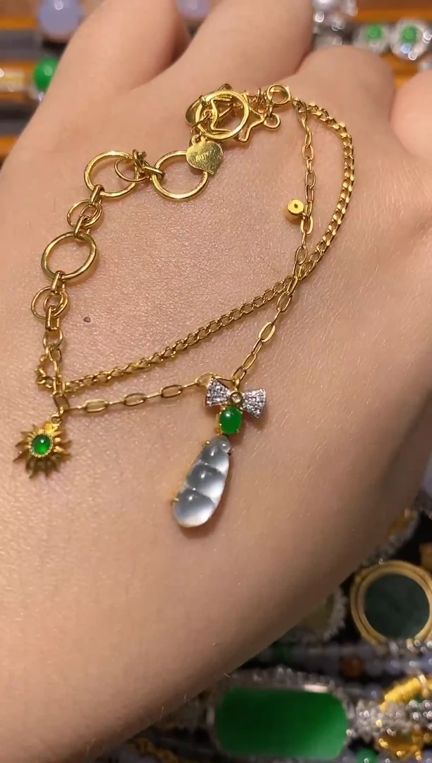 18K金镶嵌手链翡翠手链