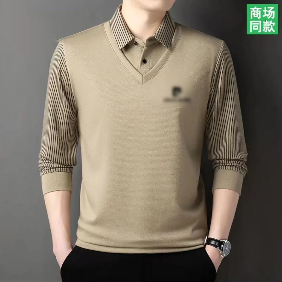 新款高档假两件男士长袖