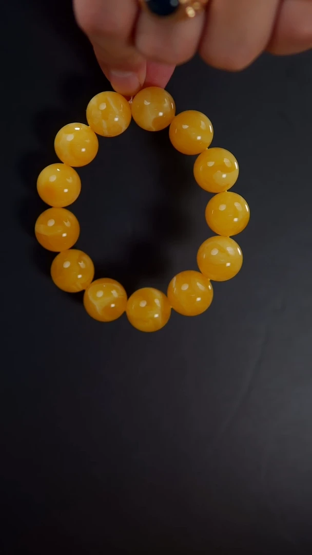 【闪购商品】蜜蜡手链未镶嵌32.91焦皮料圆珠手串