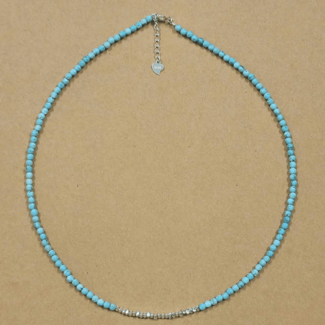 天然原矿绿松石项链锁骨链S925碎银子配饰颈饰（多样性发其一）