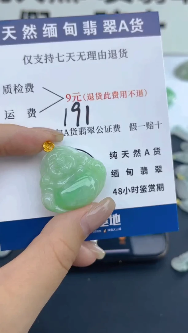 颈饰18K金镶嵌翡翠I*e天然A货翡翠  191