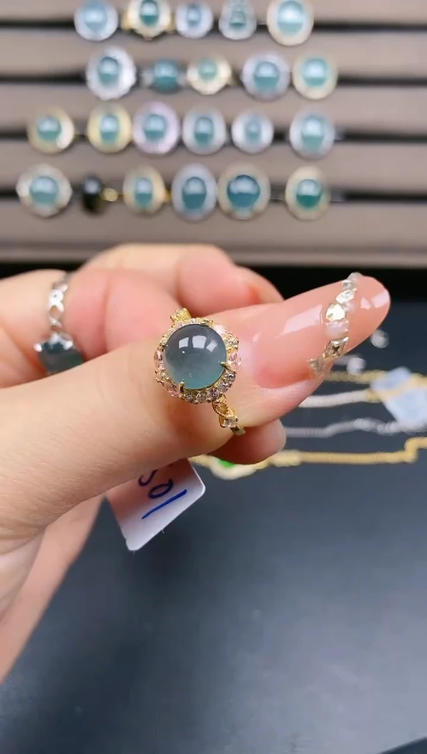 翡翠戒指银S925镶嵌65765