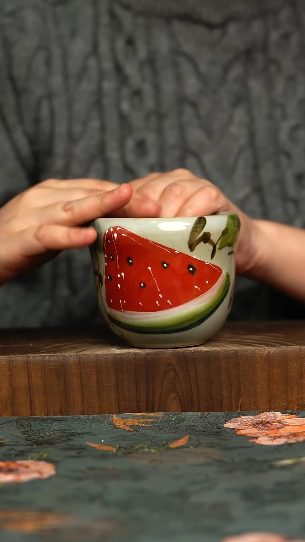 杯釉下彩手工手绘同款陶器