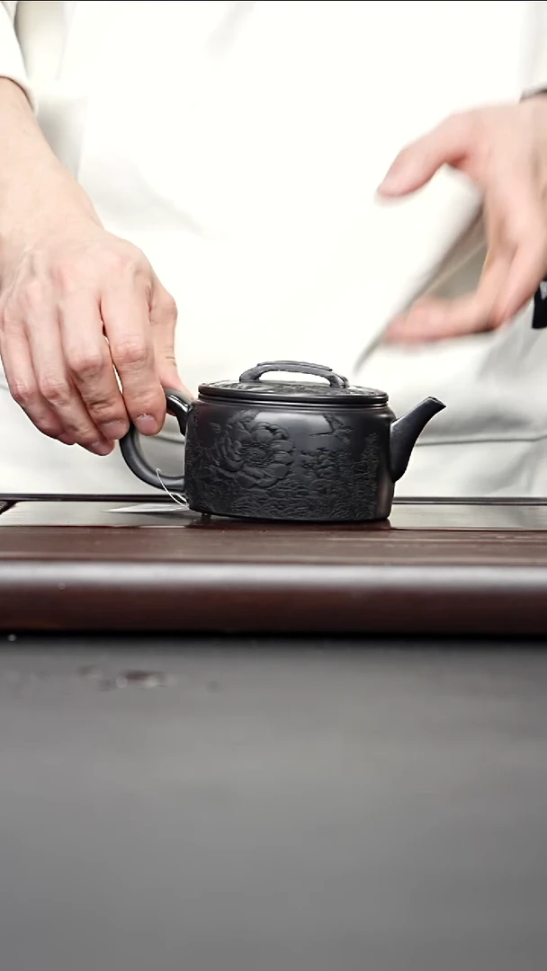 紫砂壶宜兴紫砂 牡丹汉瓦 石黄 赵圆静 3