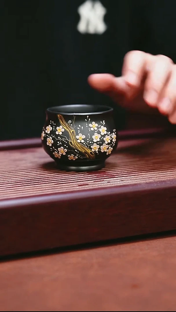 紫砂公道杯宜兴原矿紫砂  石磺缸杯梅花