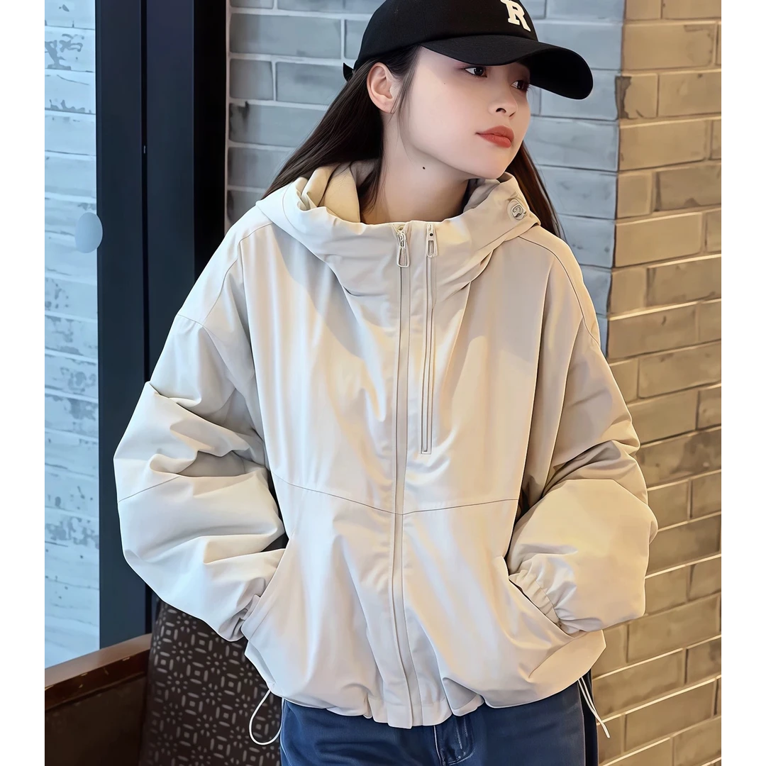 高级感连帽加棉冲锋衣短外套女2025秋冬新款夹克休闲运动时尚上衣