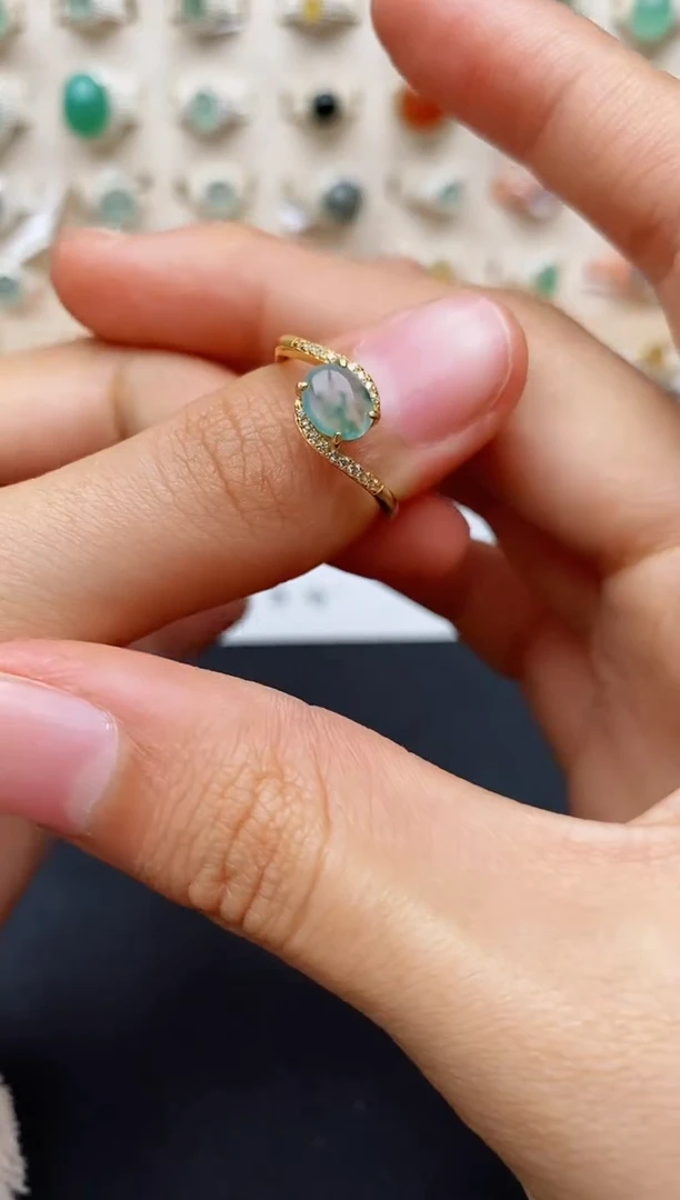 【闪购商品】翡翠戒指银S925镶嵌缅甸翡翠