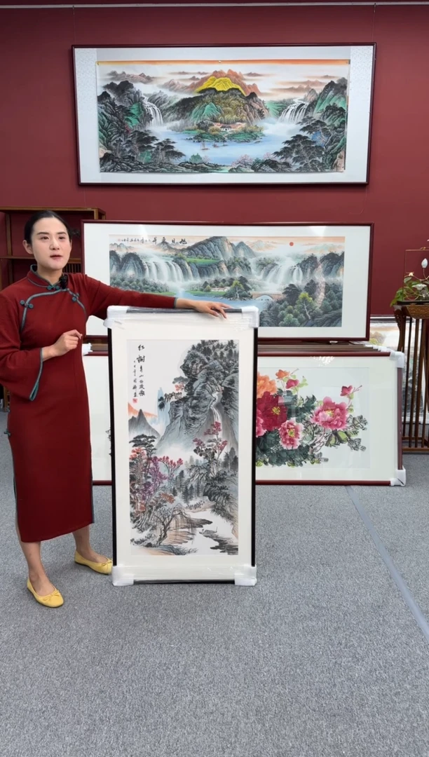 国画手绘 红树青山  125*65