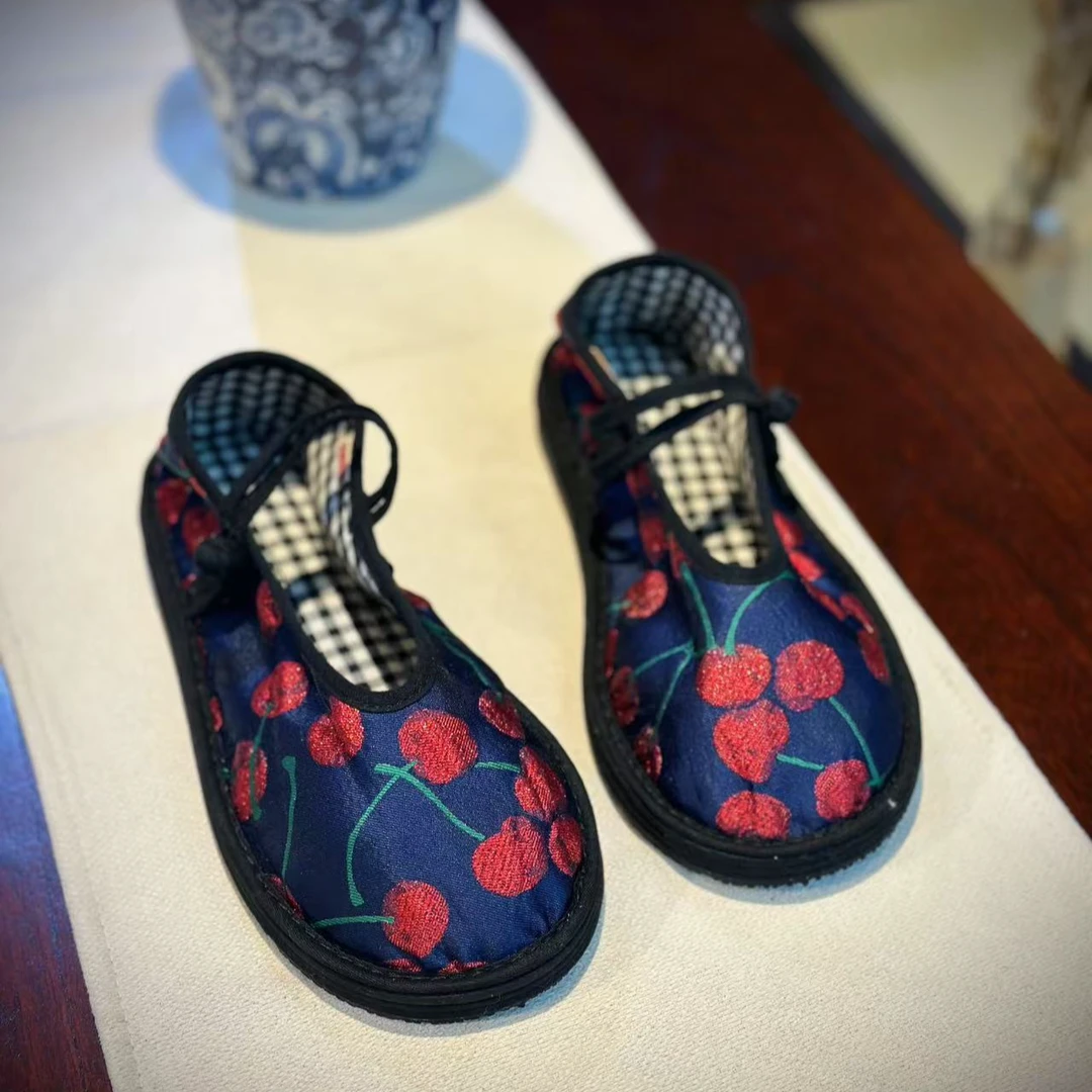 2025春上新（樱桃）新中式时尚百搭低帮软底透气国潮手工布鞋