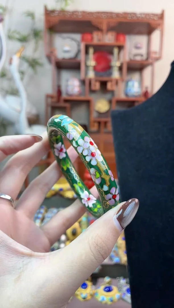 非遗手工景泰蓝镯子绿色