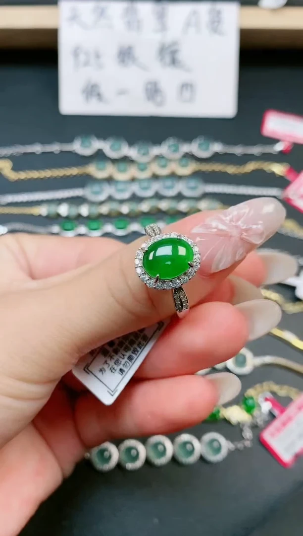 翡翠戒指银S925镶嵌11111