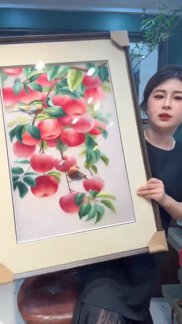 刺绣非遗苏绣手工刺绣苹果