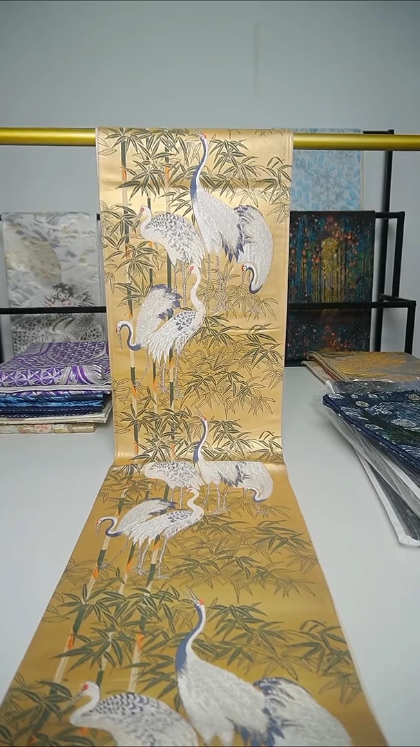 织绣织锦82仙鹤竹叶