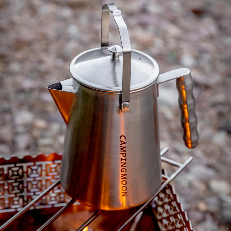 柯曼奶奶壶高颜值焚火快速烧水壶 户外不锈钢一体茶壶手提鹰嘴壶