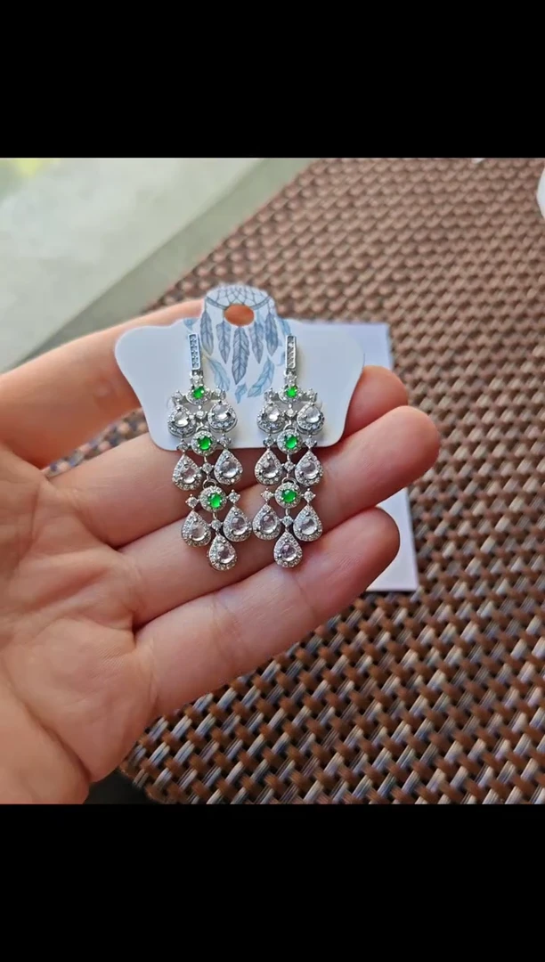 【闪购商品】翡翠耳饰银S925镶嵌翡翠耳饰S925银镶嵌