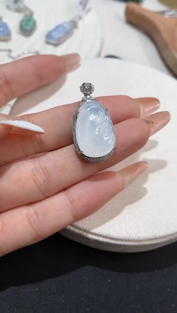 吊坠(不含链)银S925镶嵌翡翠【挽石珠宝】如意