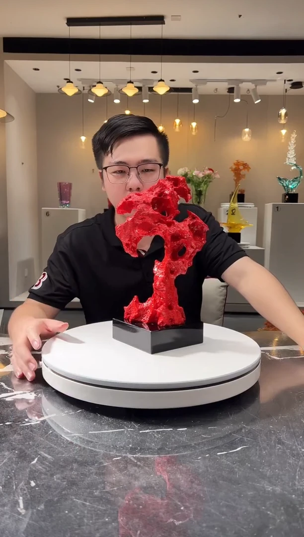 摆件巴比特美学-朱砂红中号太湖石+底座