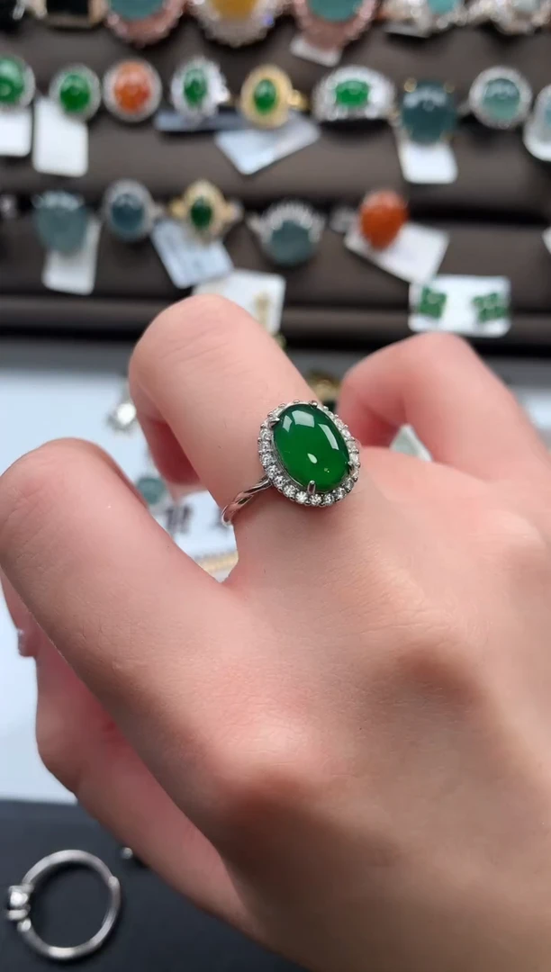 【闪购商品】翡翠戒指银S925镶嵌5241