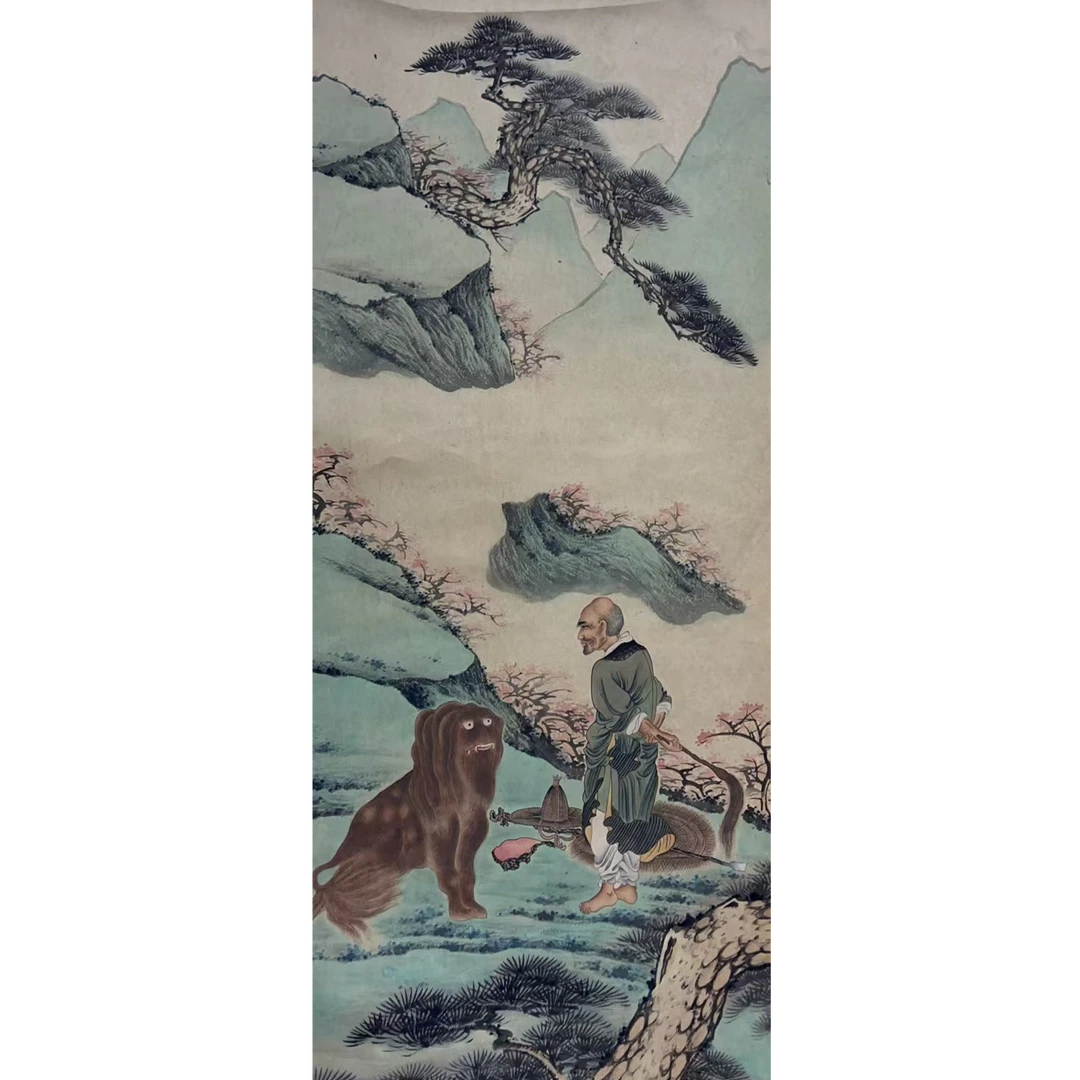 丁观鹏款人物绘画立轴 90×40 3.2平尺