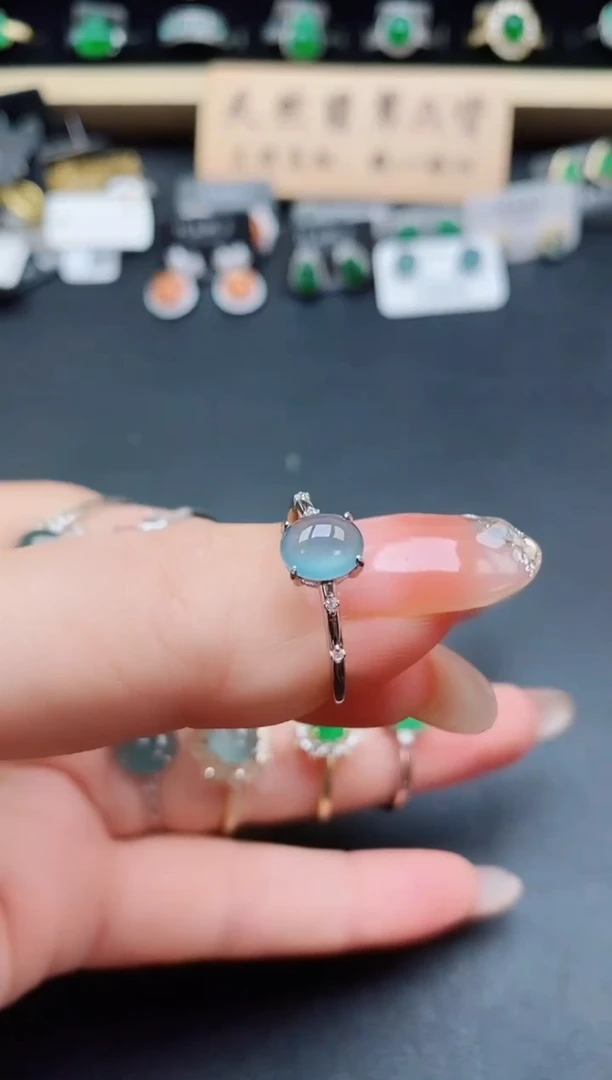 银S925镶嵌戒指翡翠1