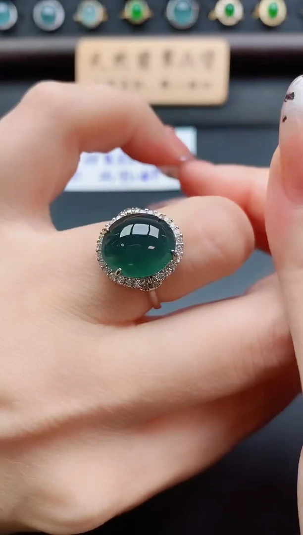 银S925镶嵌戒指翡翠1