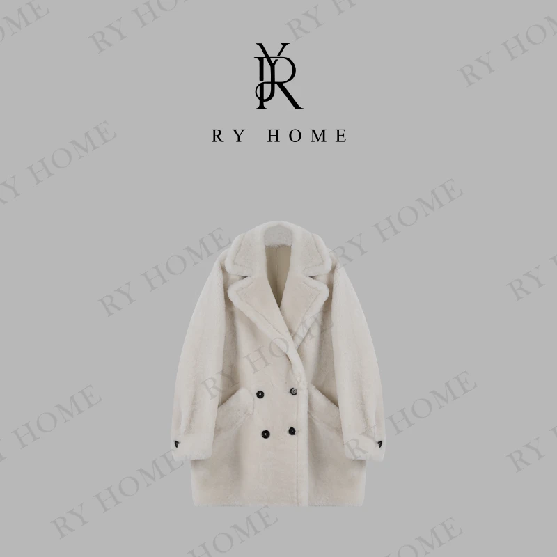 【容雨RYHOME】设计款中长款皮毛一体大衣外套243W2092