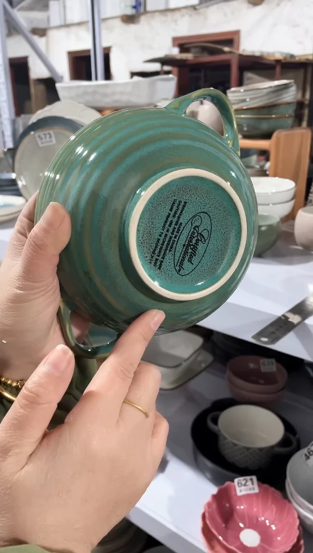 【闪购商品】碗微瑕（1个装）绿色俄罗斯双耳碗