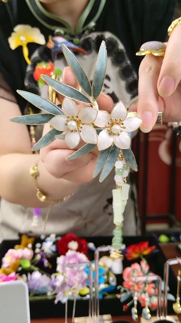 刺绣纯手工绒花发夹