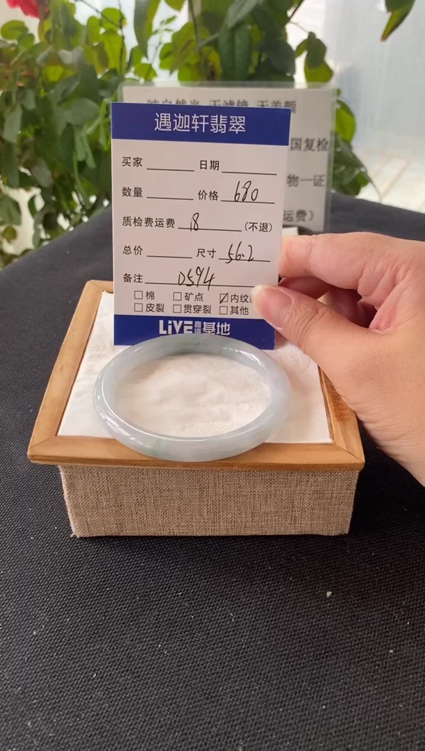 未镶嵌手镯翡翠56圈口 D594编码