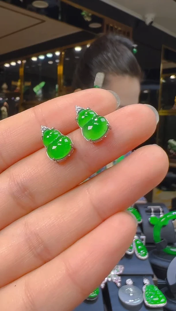 翡翠银S925镶嵌耳饰047（多样性发其一）