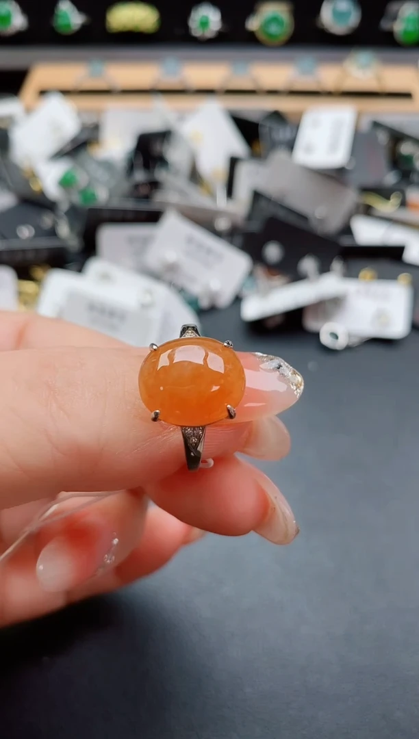银S925镶嵌戒指翡翠1