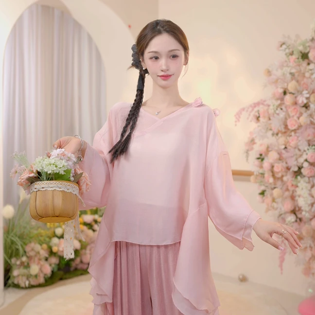 3598 D成人舞蹈服女款新中式七分袖上衣练功形体日常跳舞专用
