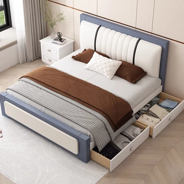 实木床现代简约1米8主卧双人床经济型1米5新款储物单人床出租房用