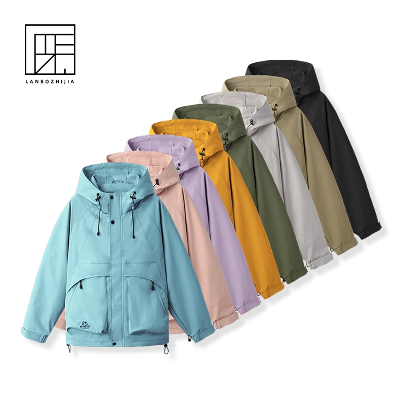 新款春季夹克外套防风情侣休闲长袖男运动连帽时尚潮流宽松9202