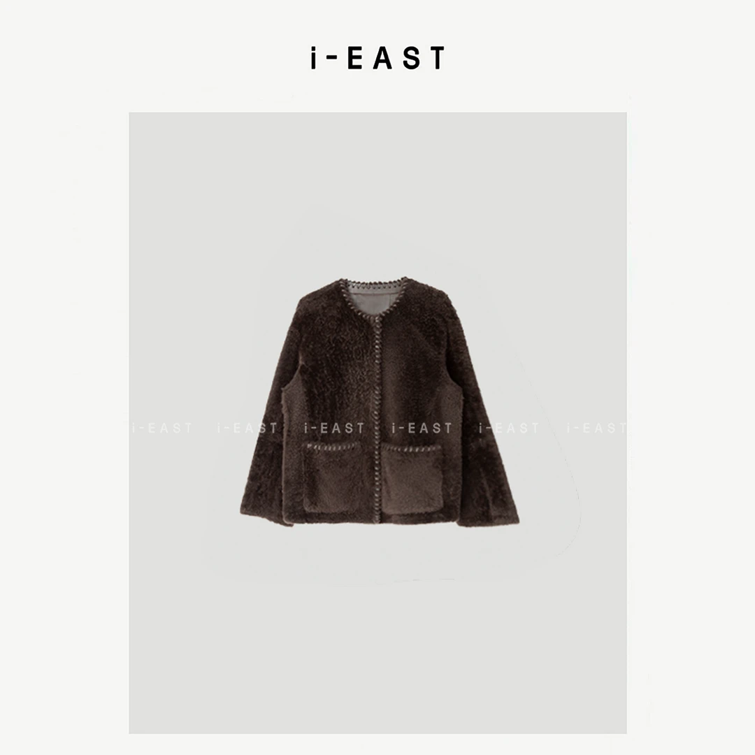 i-EAST 挪威热可可~双口袋手工编织边外套-4D PC10
