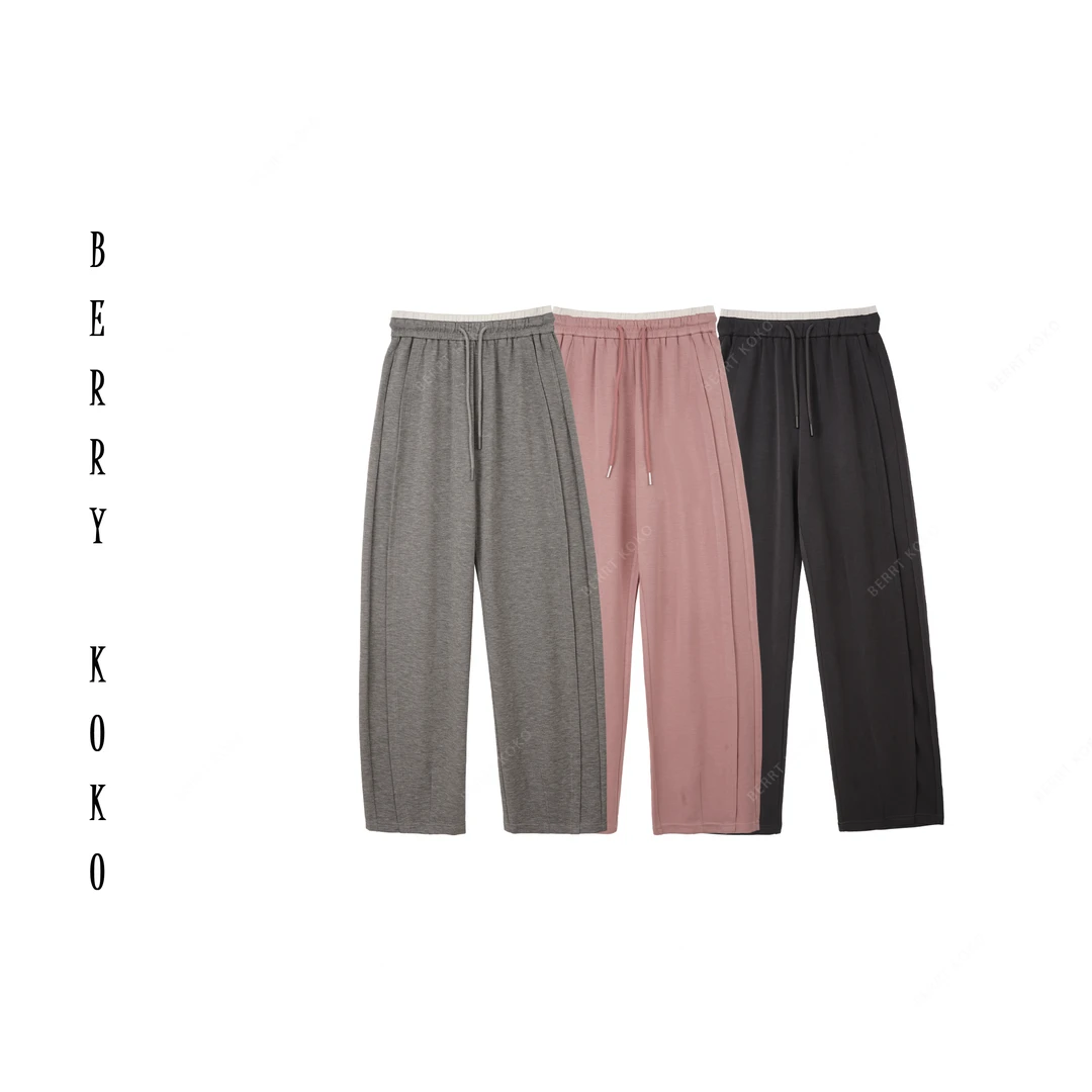 【达人专属】铜氨丝垂顺冰爽直筒弯刀裤子运动裤欧若风卫裤DK015-1