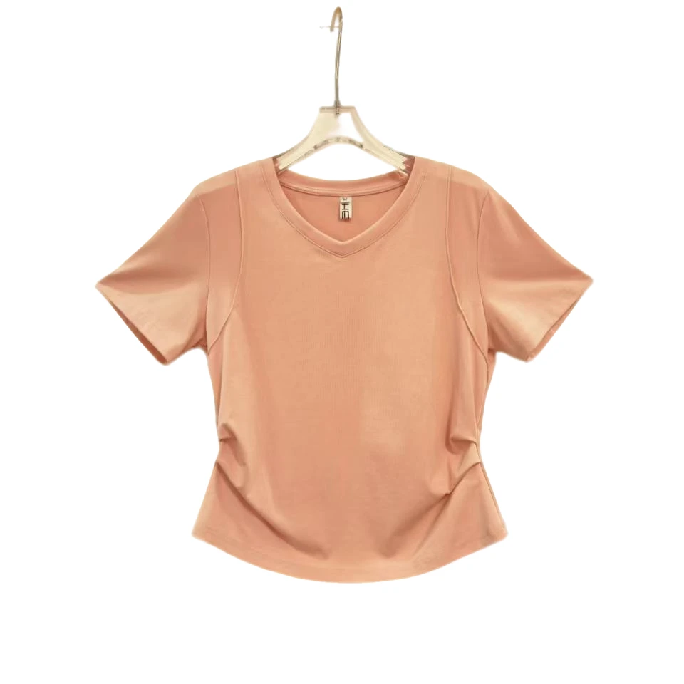 桐然精选953#夏季新款名媛气质时尚百搭休闲收腰高级感短袖上衣