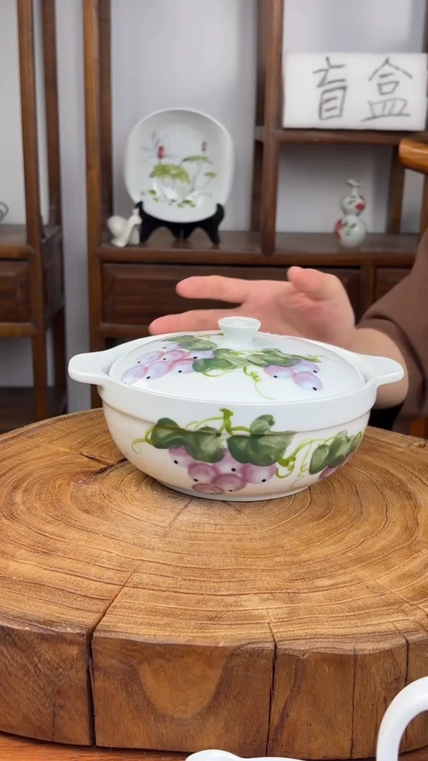 瓷片景德镇手绘高温（釉中彩）双耳泡面碗230