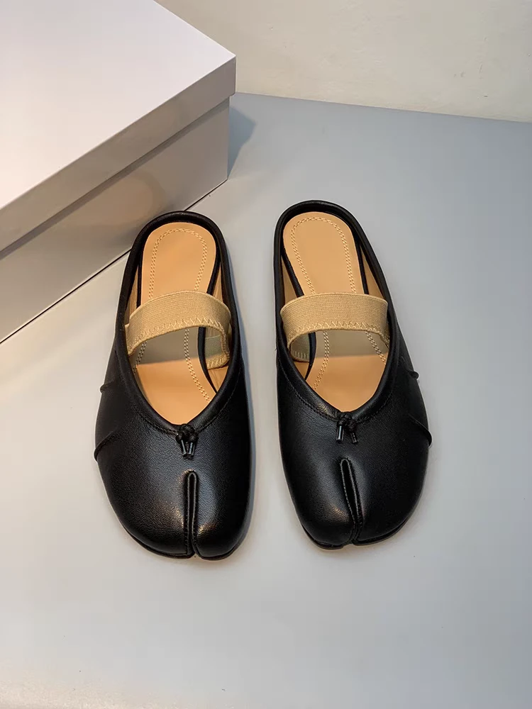法式小众软羊皮分趾鞋女2025夏季新款百搭时尚平底浅口猪蹄鞋单鞋