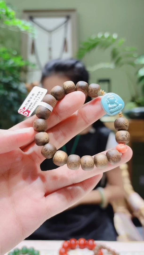 手串沉香18K金镶嵌沉香手串A0913-34