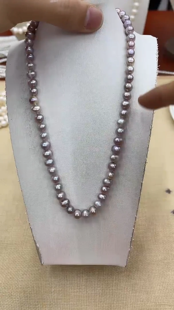 颈饰合金淡水珍珠紫