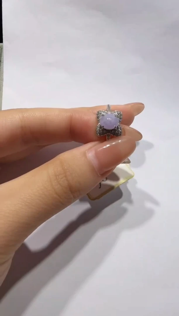 银S925镶嵌戒指翡翠925银镶缅甸A货翡翠戒指