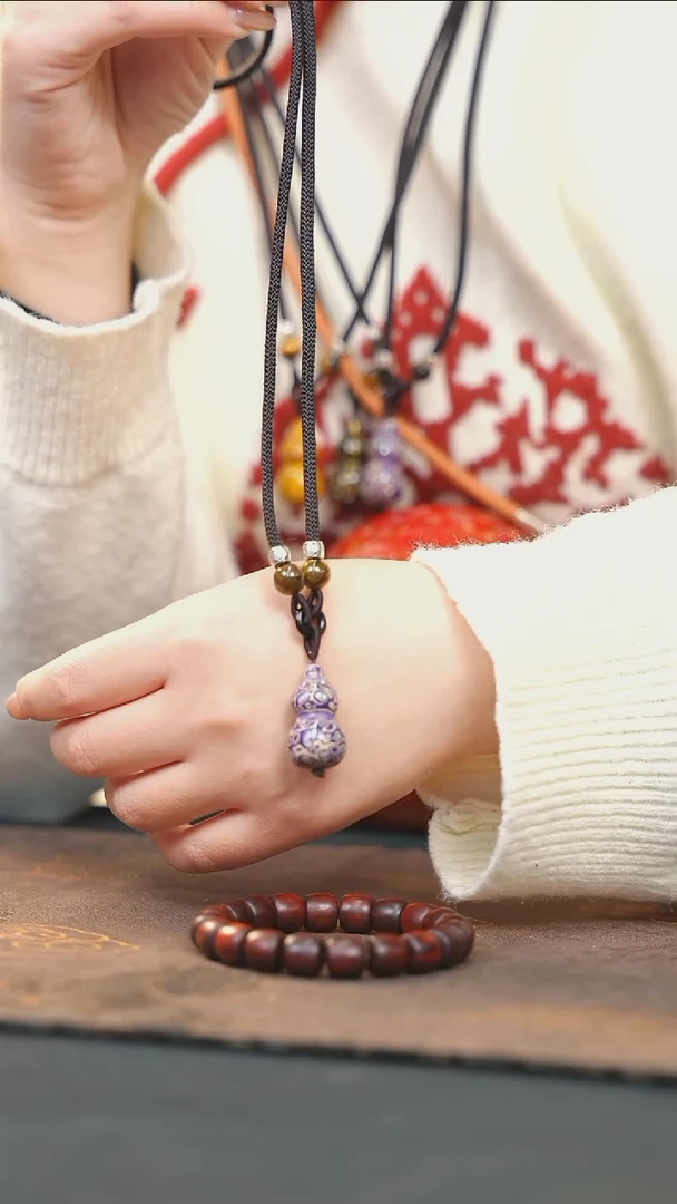 【闪购商品】紫白大漆紫光檀螺钿小脖挂