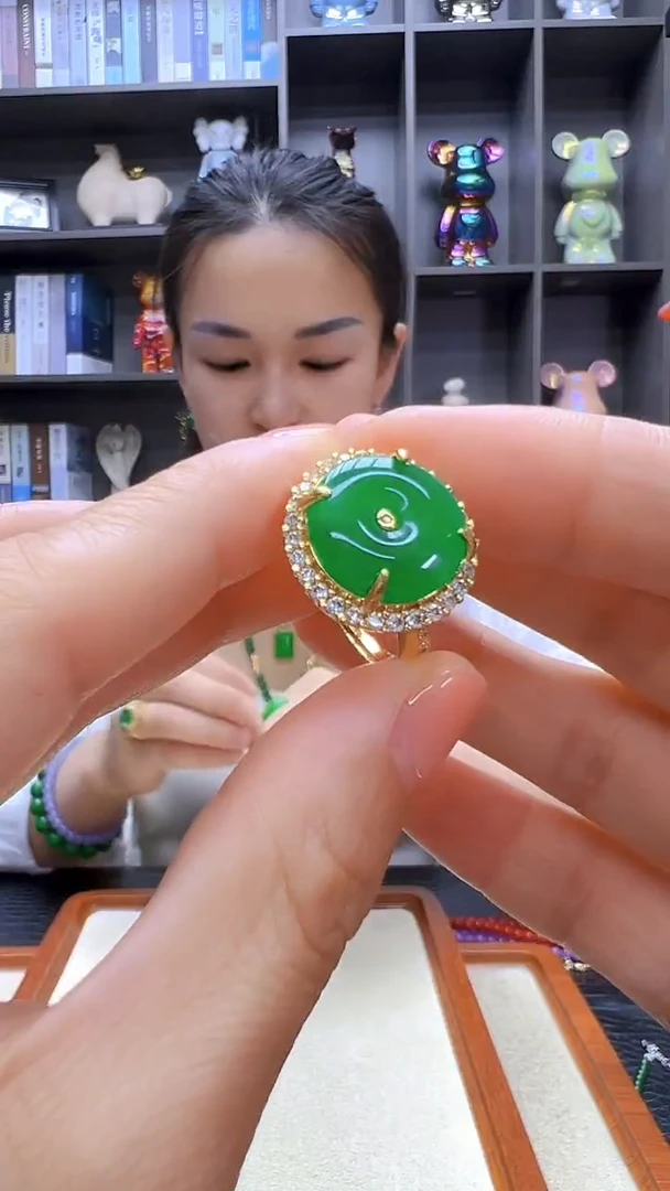 翡翠14K金镶嵌颈饰沉白diy劲饰