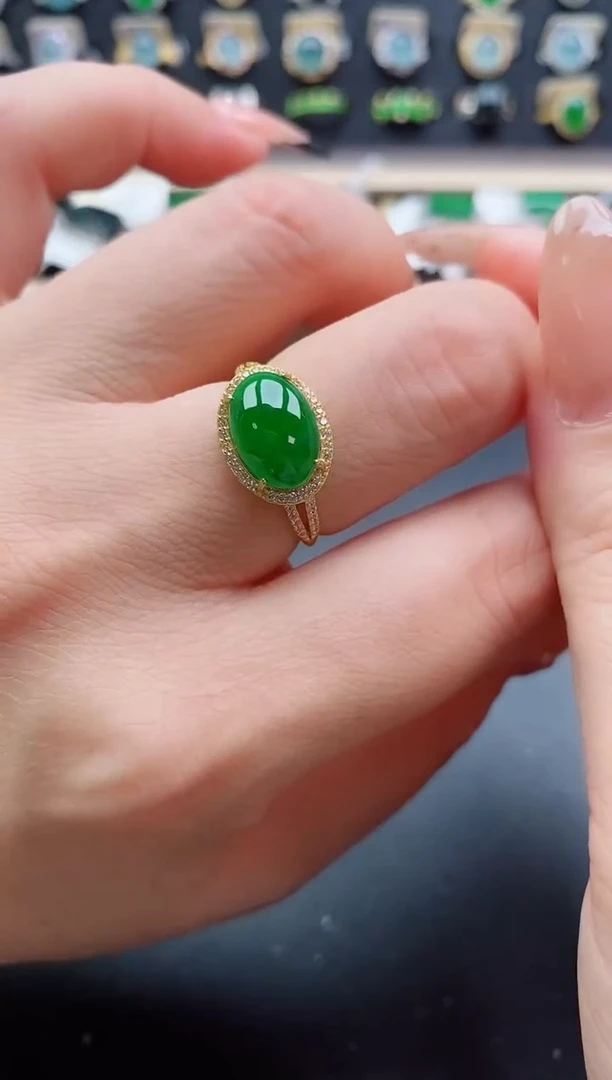 银S925镶嵌戒指翡翠1