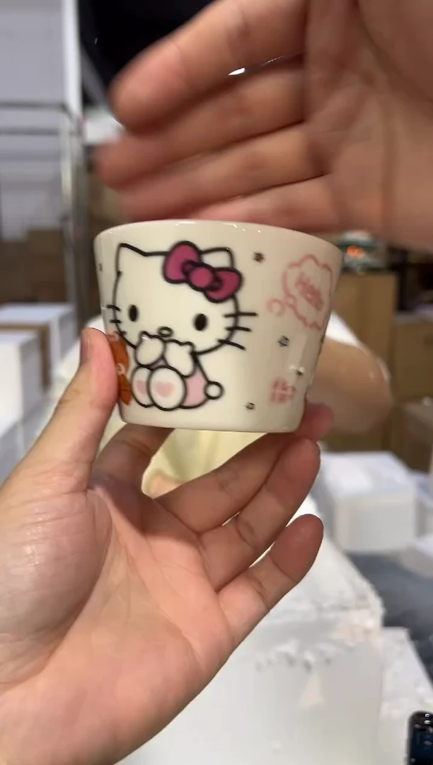 瓷片小号白色kt猫酸奶杯