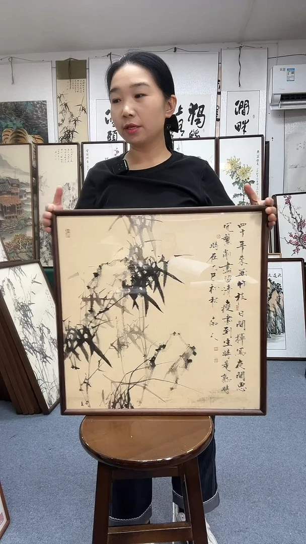 国画52*52实木画框京东包邮手绘