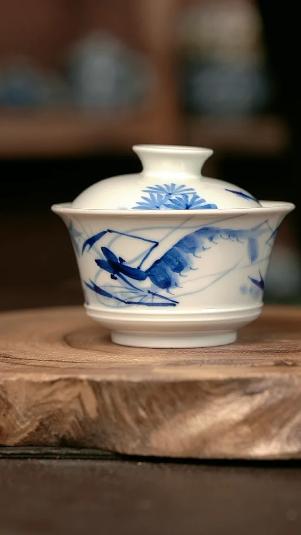 手绘手绘高温现代瓷  气 有暇  虾趣矮马蹄150C