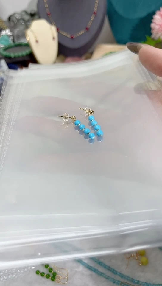 【闪购商品】水晶耳饰14K金镶嵌松 四颗49