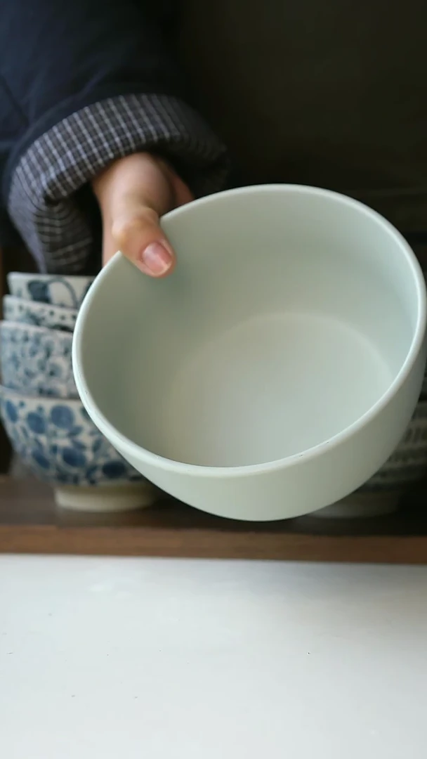 【闪购商品】陶瓷出美国雾青面碗15cm@4-2@